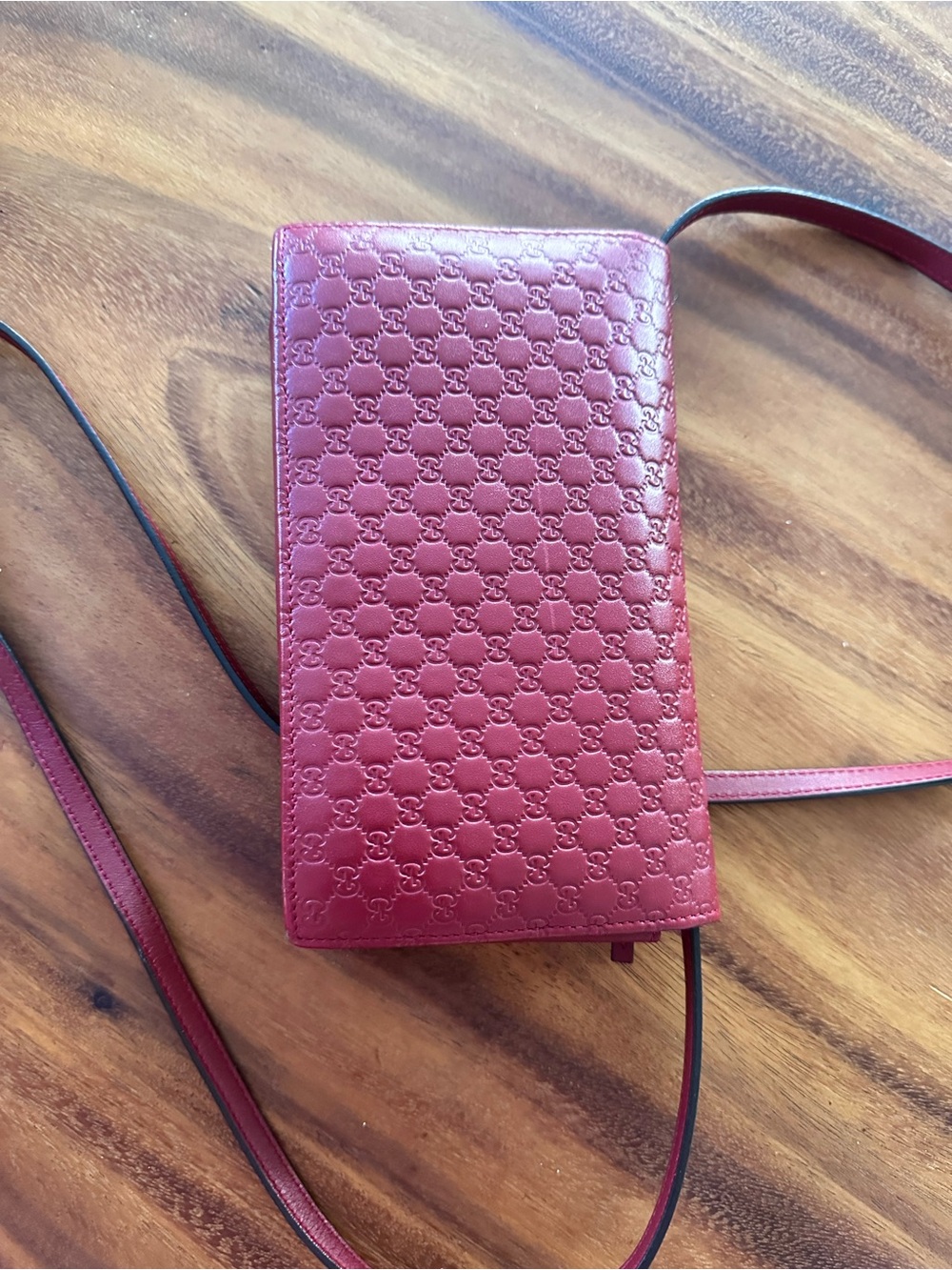 GUCCI Micro Guccissima GG Embossed Logo Crossbody Wallet On Chain Bag Purse - Picture 5 of 6